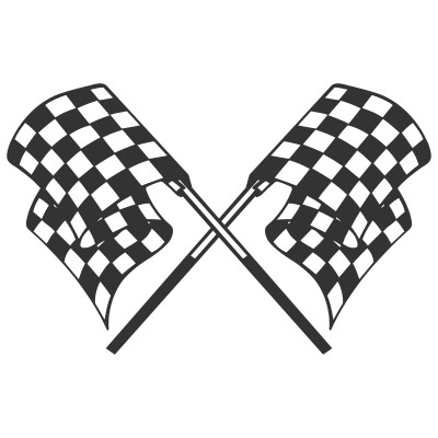 Crossed Race Flags Decal Graphic in a Single Color - MxNumbers
