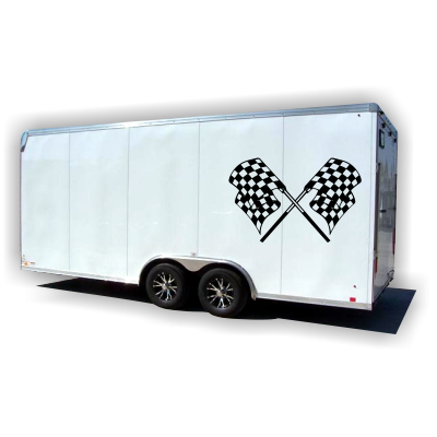 Crossed Race Flags Decal Graphic in a Single Color - MxNumbers