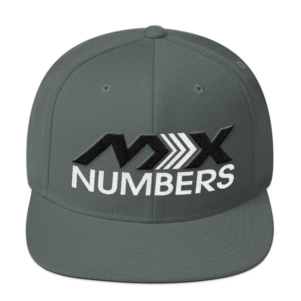 MxNumbers Snapback Hat with Green Undervisor- Black with White Arrow Logo - MxNumbers