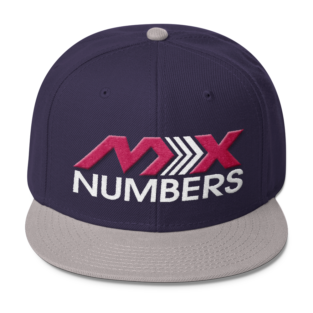 MxNumbers Snapback Hat with Gray Undervisor- Pink with White Arrow Logo - MxNumbers