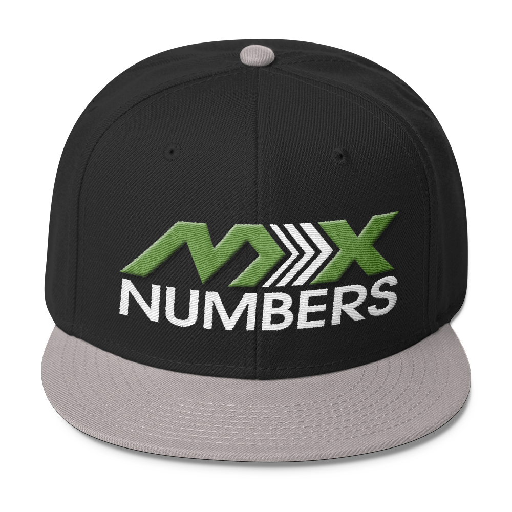 MxNumbers Snapback Hat with Gray Undervisor- Kiwi Green with White Arrow Logo - MxNumbers