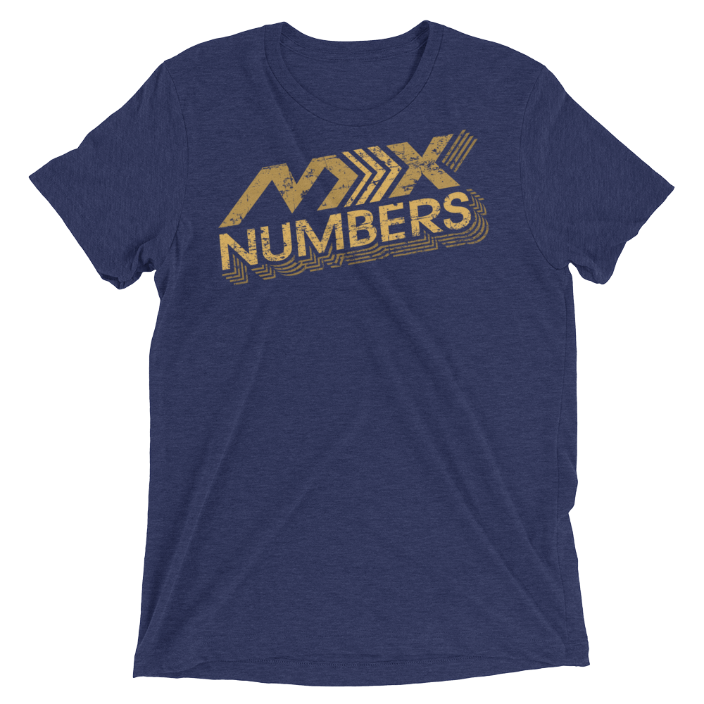 MxNumbers Vintage Distressed T-Shirt- Arrow Style- Gold- Unisex -Tri Blend
