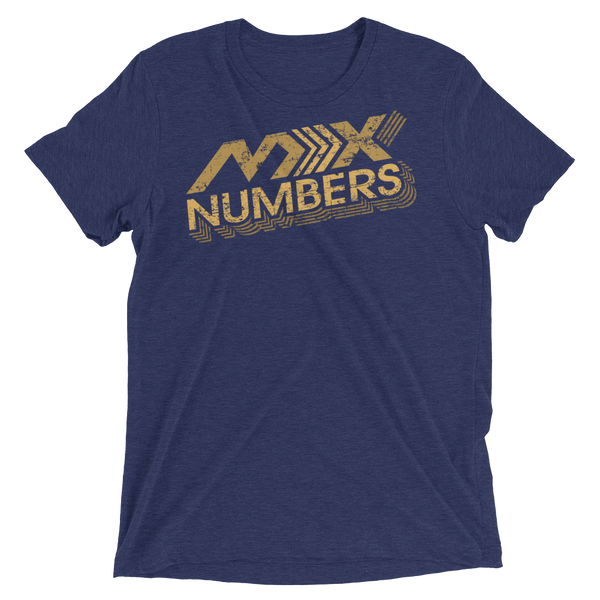 MxNumbers Vintage Distressed T-Shirt- Arrow Style- Gold- Unisex -Tri Blend