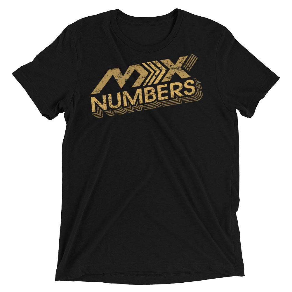 MxNumbers Vintage Distressed T-Shirt- Arrow Style- Gold- Unisex -Tri Blend