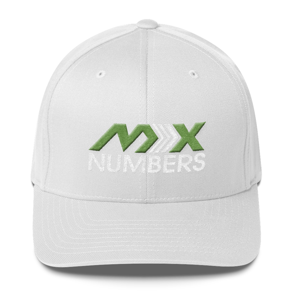 MxNumbers Flexfit Hat with Gray Undervisor- Kiwi Green with White Arrow Logo - MxNumbers
