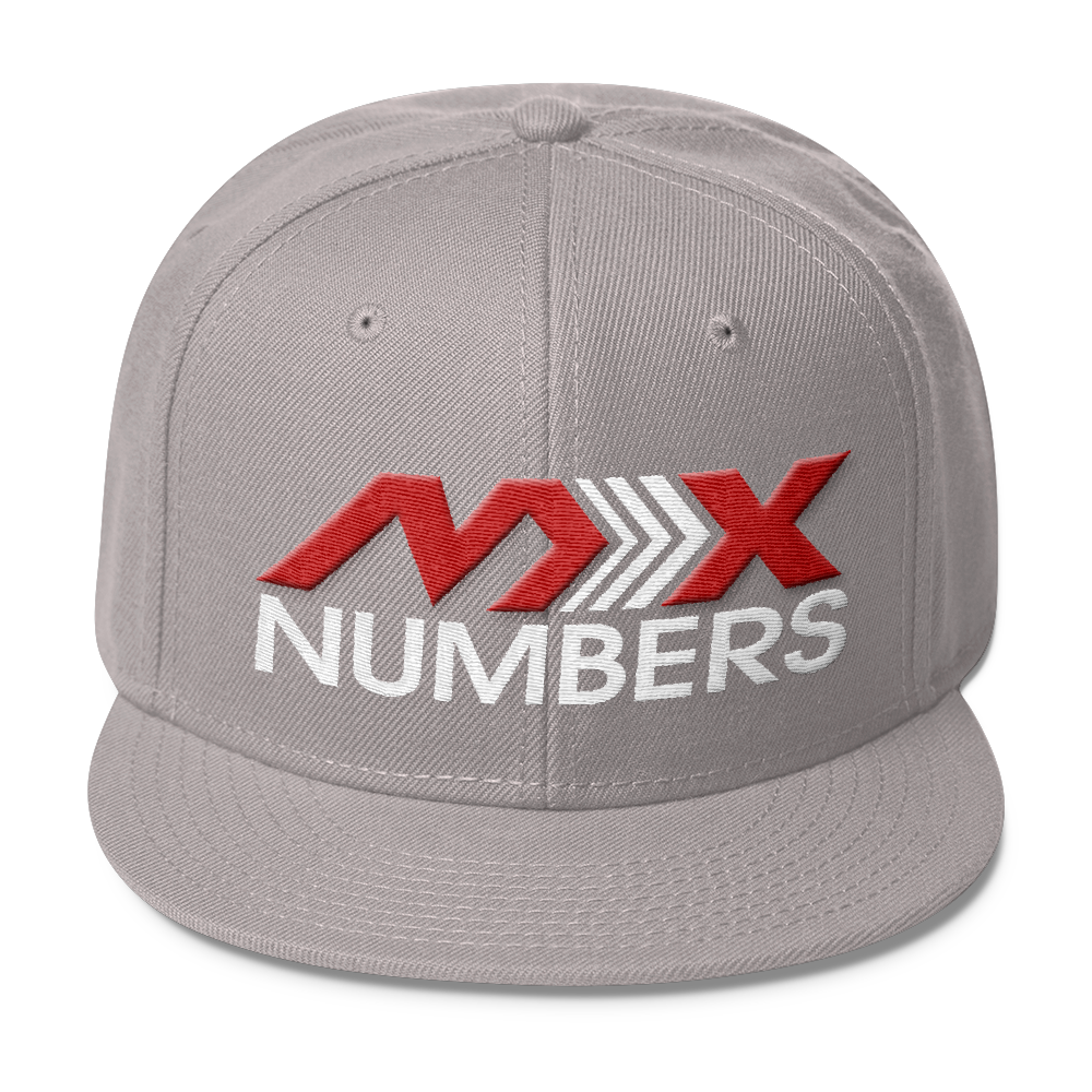 MxNumbers Snapback Hat with Gray Undervisor- Red with White Arrow Logo - MxNumbers