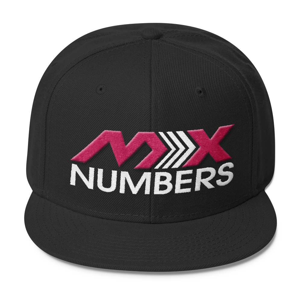 MxNumbers Snapback Hat with Gray Undervisor- Pink with White Arrow Logo - MxNumbers