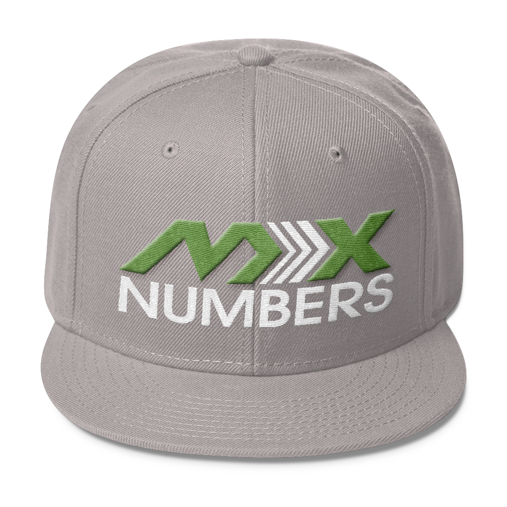 MxNumbers Snapback Hat with Gray Undervisor- Kiwi Green with White Arrow Logo - MxNumbers
