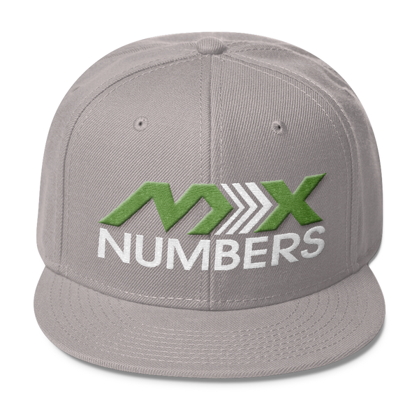 MxNumbers Snapback Hat with Gray Undervisor- Kiwi Green with White Arrow Logo - MxNumbers