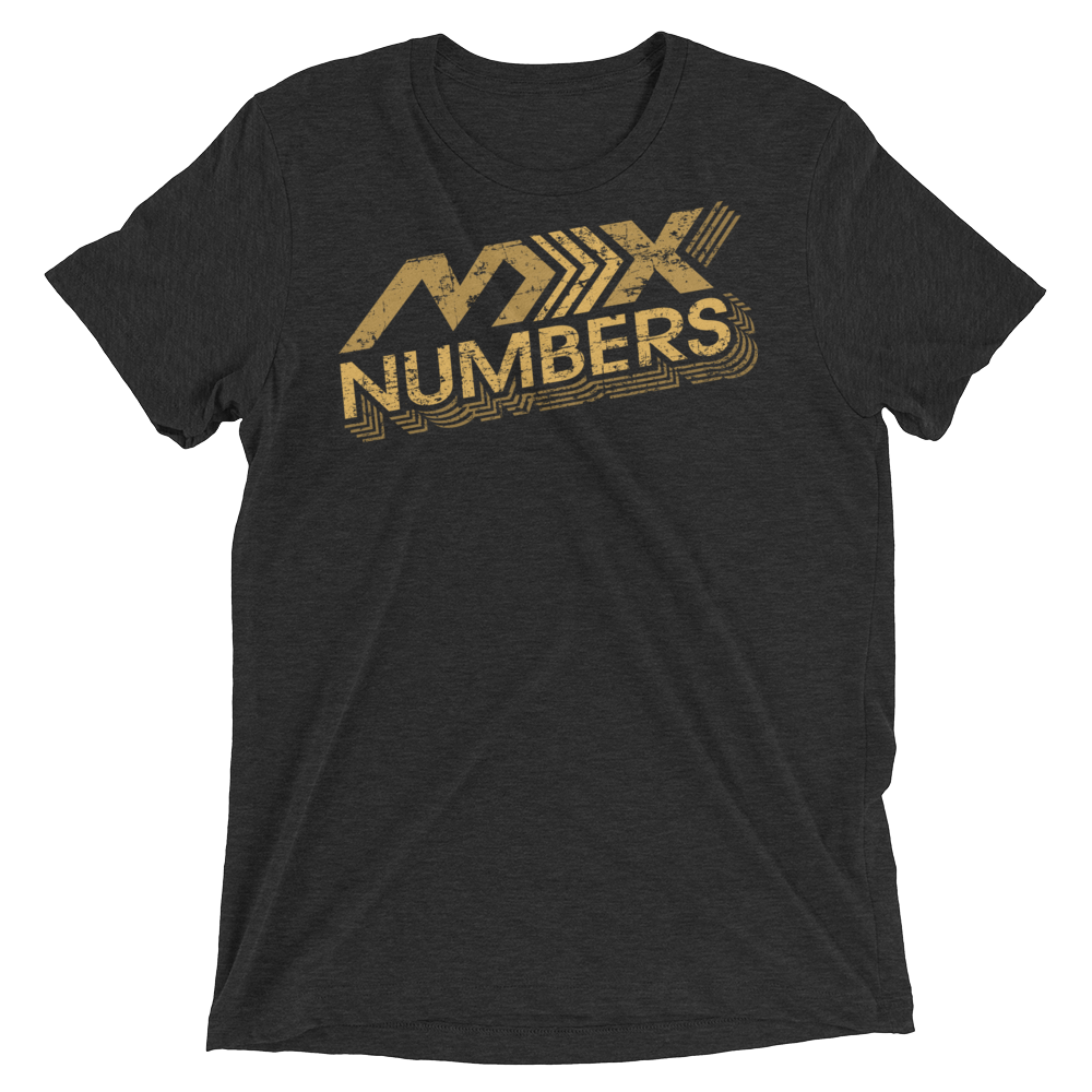 MxNumbers Vintage Distressed T-Shirt- Arrow Style- Gold- Unisex -Tri Blend