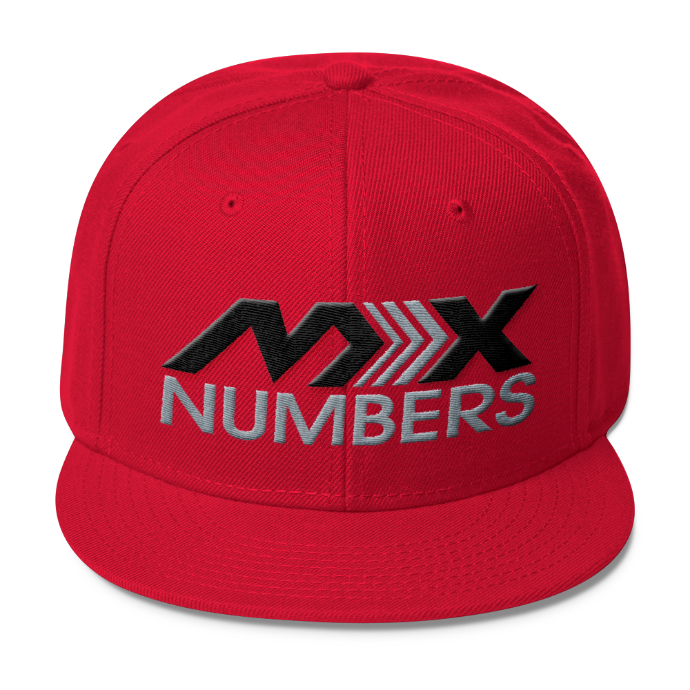 MxNumbers Snapback Hat with Gray Undervisor- Black with Gray Arrow Logo - MxNumbers