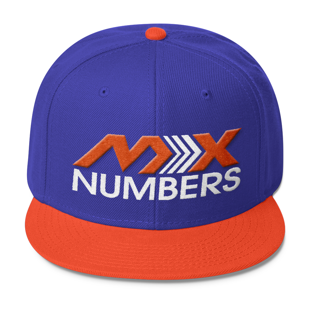 MxNumbers Snapback Hat with Gray Undervisor- Orange with White Arrow Logo - MxNumbers