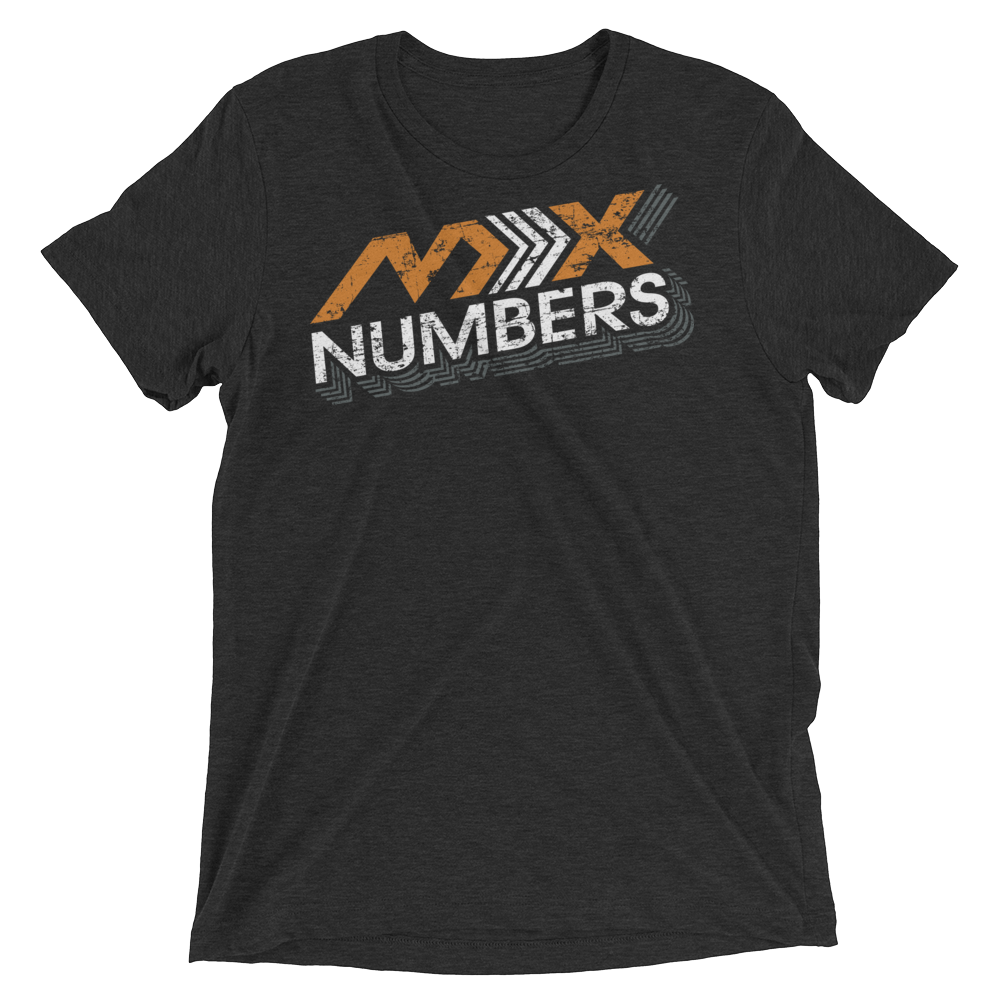 MxNumbers Vintage Distressed T-Shirt- Arrow Style- Orange - White- Unisex -Tri Blend