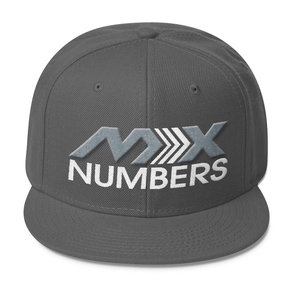 MxNumbers Snapback Hat with Gray Undervisor- Gray with White Arrow Logo - MxNumbers