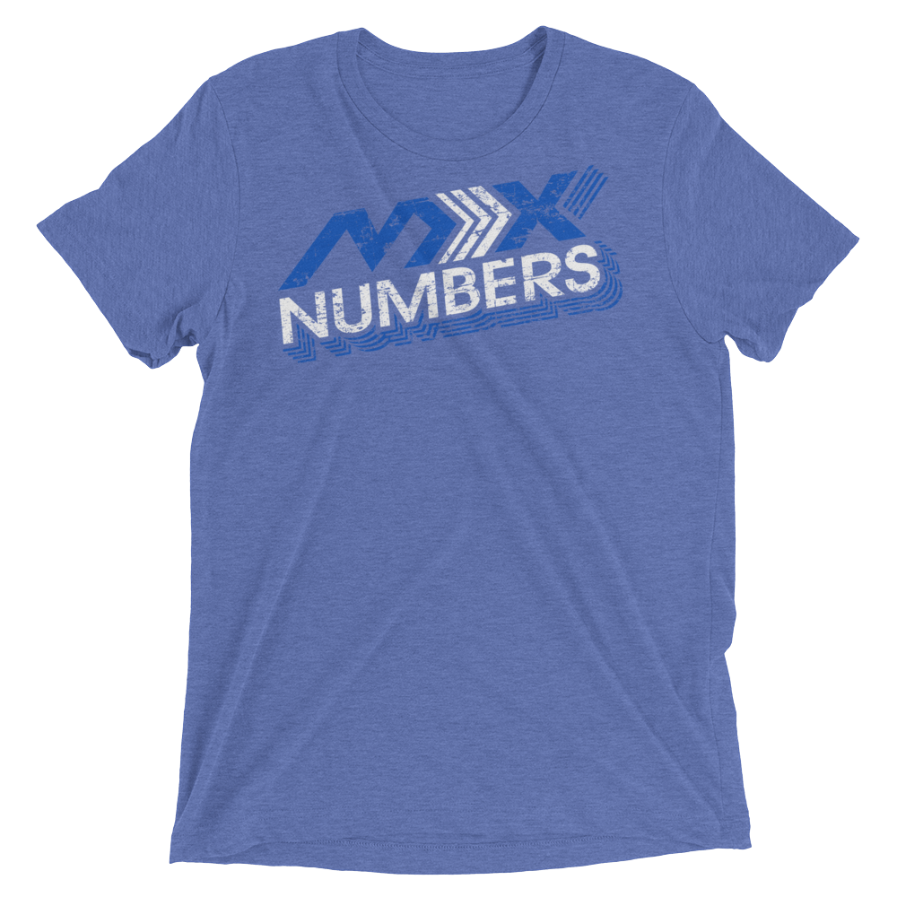 MxNumbers Vintage Distressed T-Shirt- Arrow Style- Blue- White- Unisex -Tri Blend