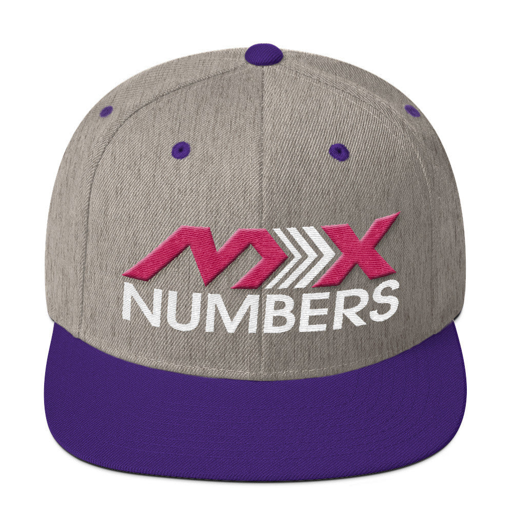 MxNumbers Snapback Hat with Green Undervisor- Pink with White Arrow Logo - MxNumbers