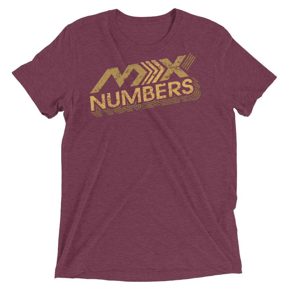 MxNumbers Vintage Distressed T-Shirt- Arrow Style- Gold- Unisex -Tri Blend
