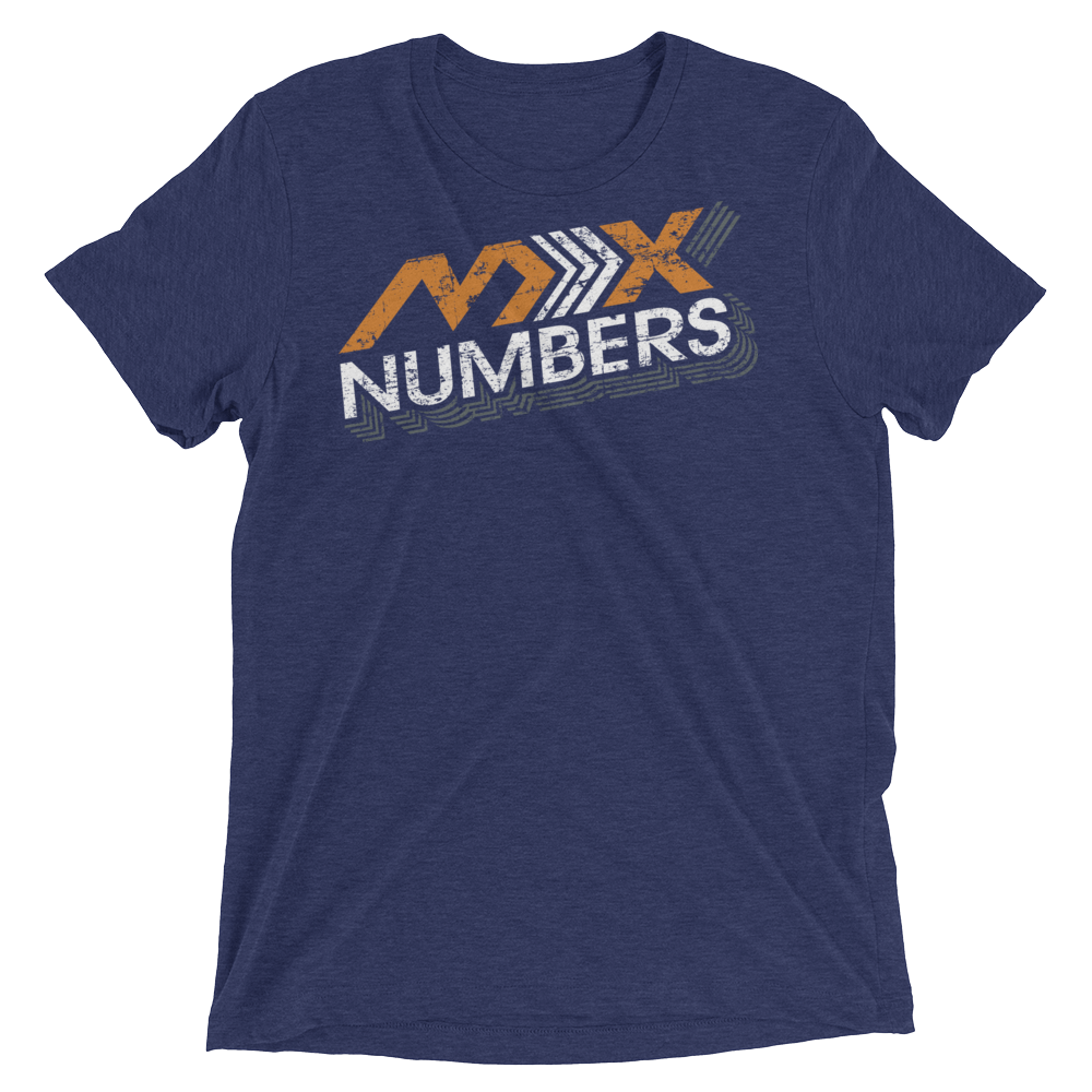MxNumbers Vintage Distressed T-Shirt- Arrow Style- Orange - White- Unisex -Tri Blend