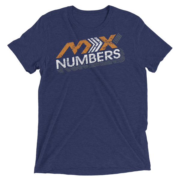 MxNumbers Vintage Distressed T-Shirt- Arrow Style- Orange - White- Unisex -Tri Blend