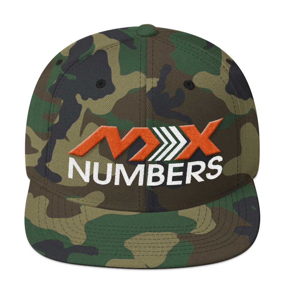 MxNumbers Snapback Hat with Green Undervisor- Orange with White Arrow Logo - MxNumbers
