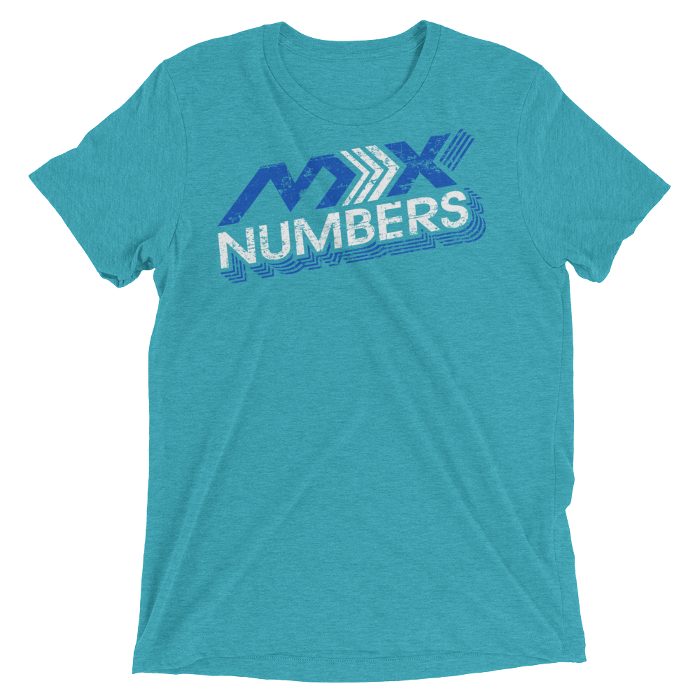 MxNumbers Vintage Distressed T-Shirt- Arrow Style- Blue- White- Unisex -Tri Blend