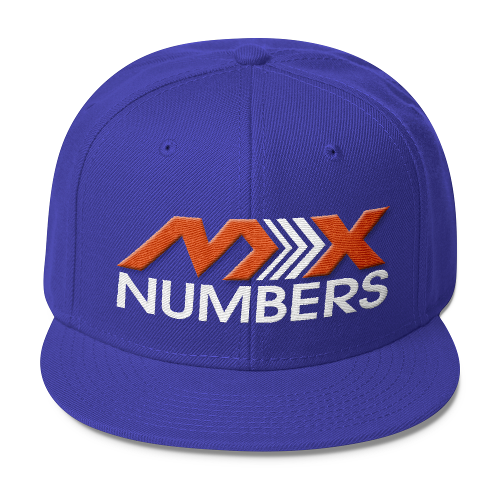 MxNumbers Snapback Hat with Gray Undervisor- Orange with White Arrow Logo - MxNumbers