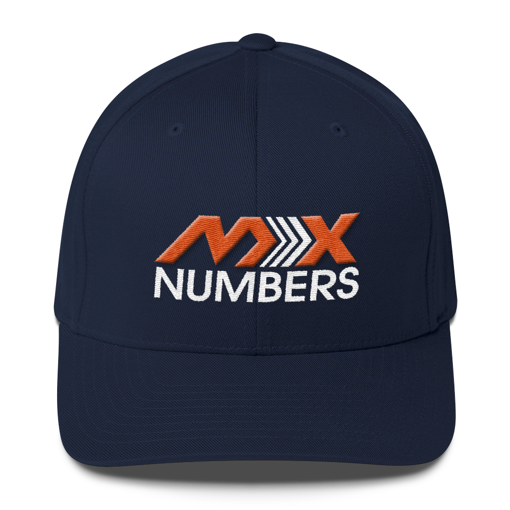 MxNumbers Flexfit Hat with Gray Undervisor- Orange with White Arrow Logo - MxNumbers