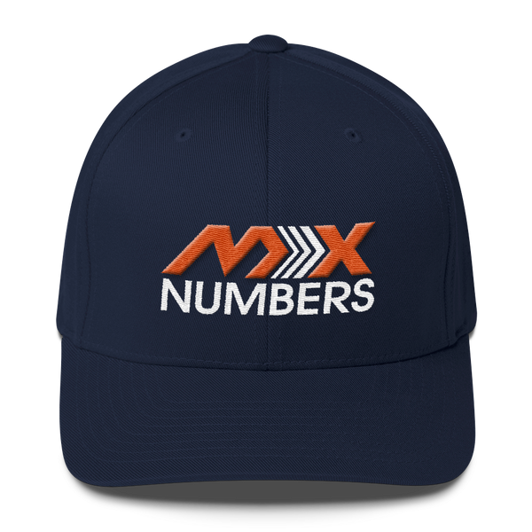 MxNumbers Flexfit Hat with Gray Undervisor- Orange with White Arrow Logo - MxNumbers