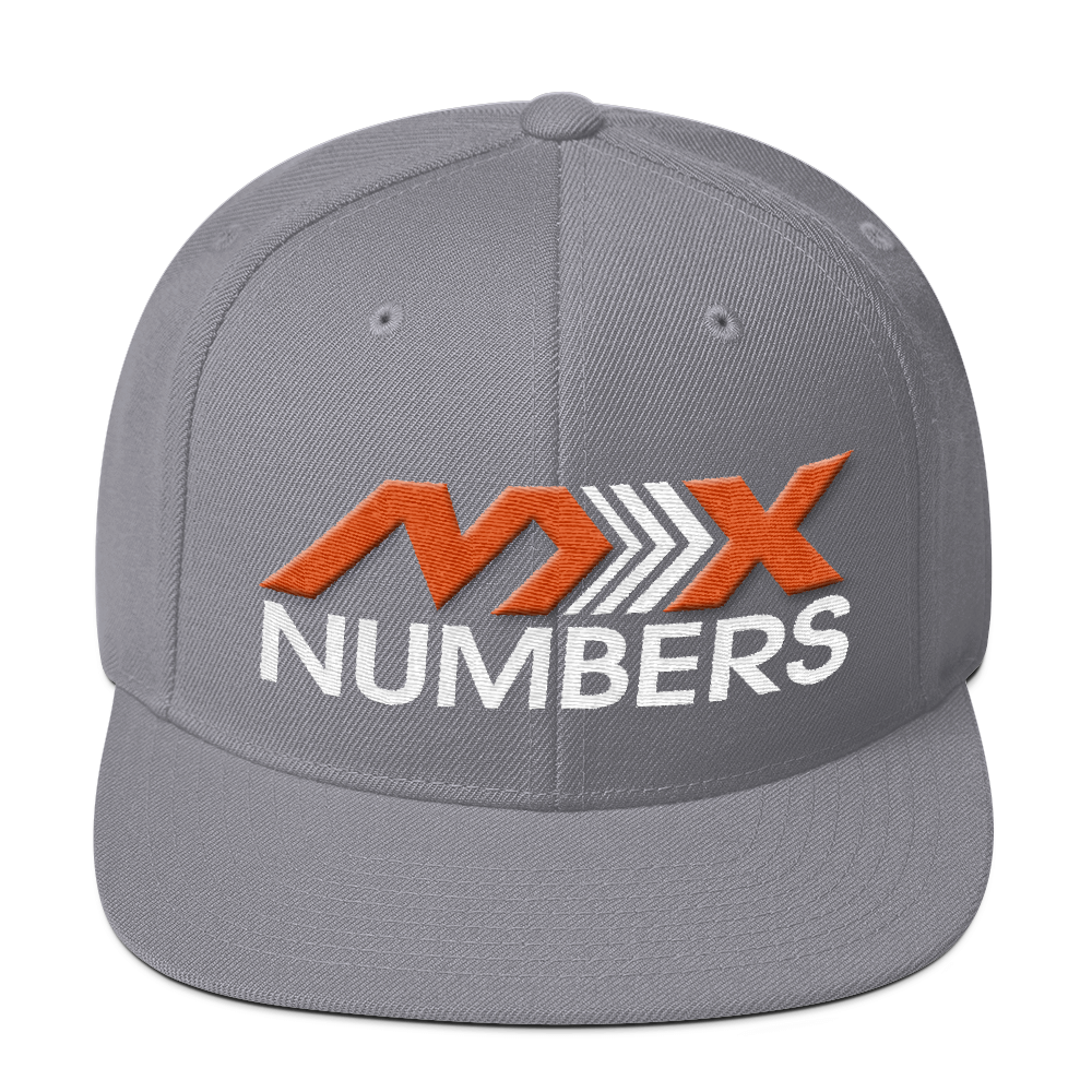 MxNumbers Snapback Hat with Green Undervisor- Orange with White Arrow Logo - MxNumbers