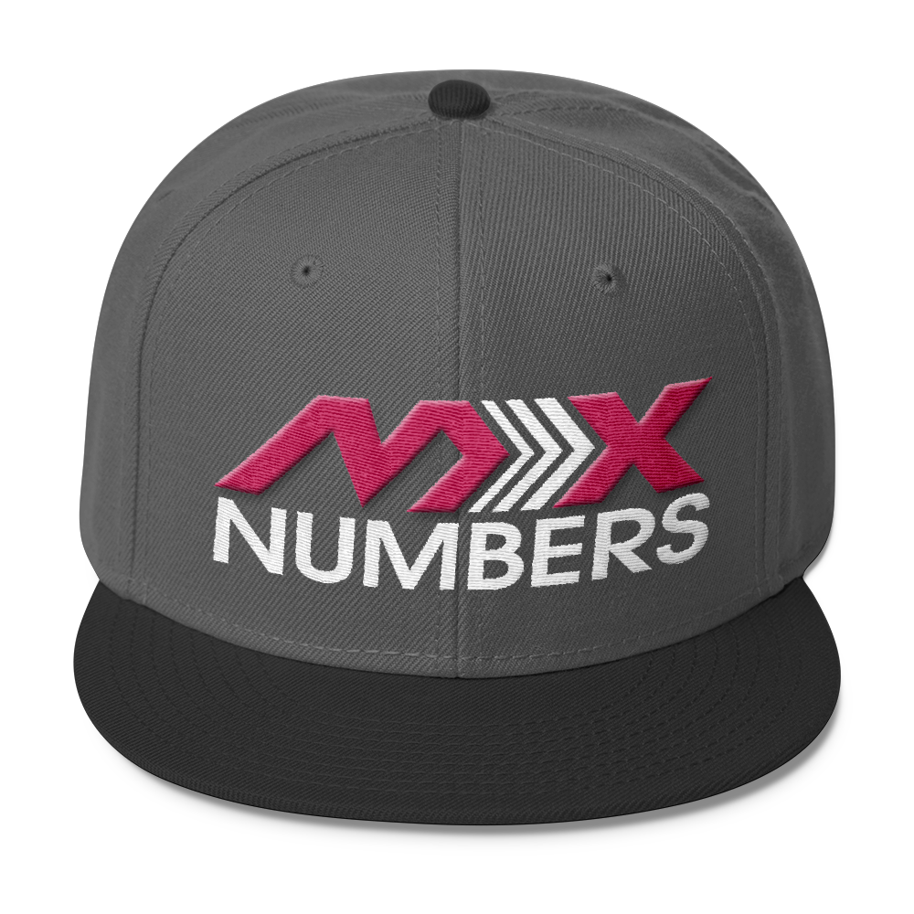 MxNumbers Snapback Hat with Gray Undervisor- Pink with White Arrow Logo - MxNumbers