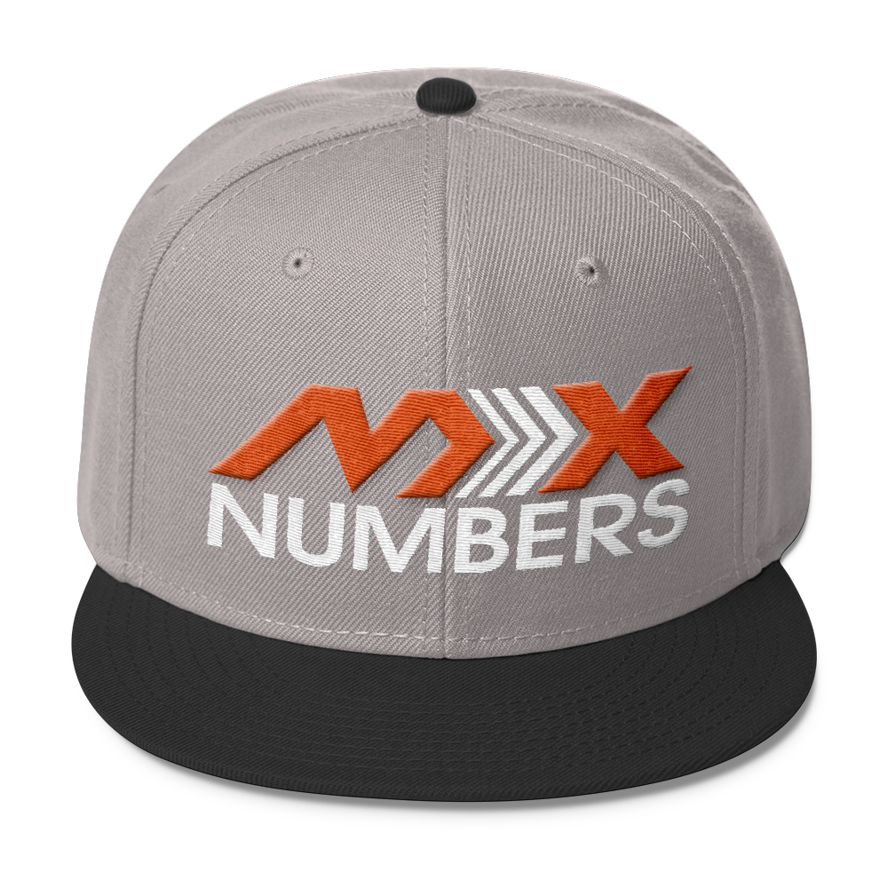 MxNumbers Snapback Hat with Gray Undervisor- Orange with White Arrow Logo - MxNumbers