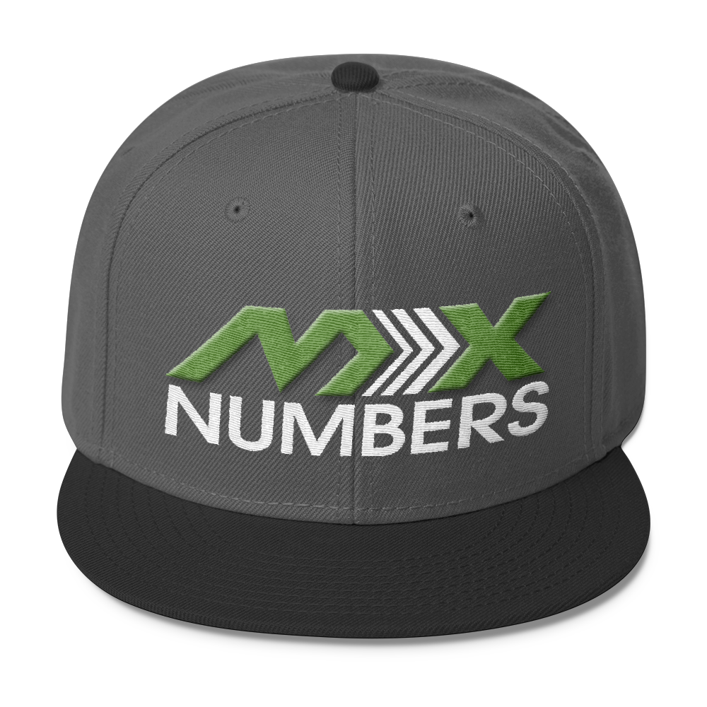 MxNumbers Snapback Hat with Gray Undervisor- Kiwi Green with White Arrow Logo - MxNumbers