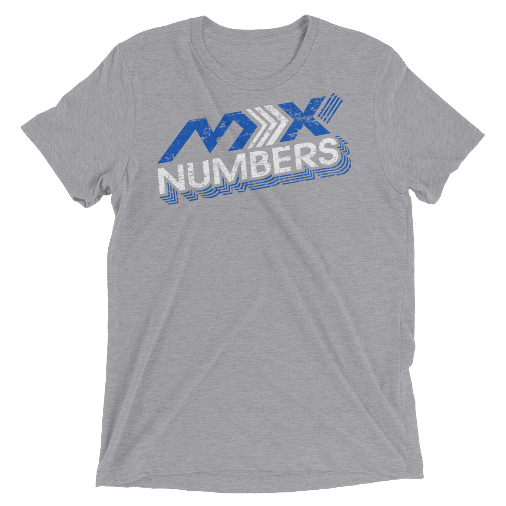 MxNumbers Vintage Distressed T-Shirt- Arrow Style- Blue- White- Unisex -Tri Blend