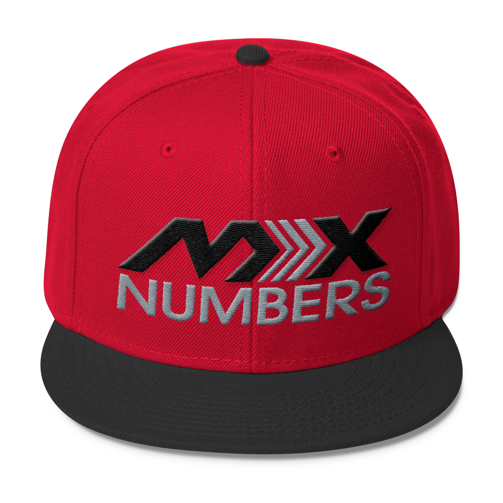 MxNumbers Snapback Hat with Gray Undervisor- Black with Gray Arrow Logo - MxNumbers