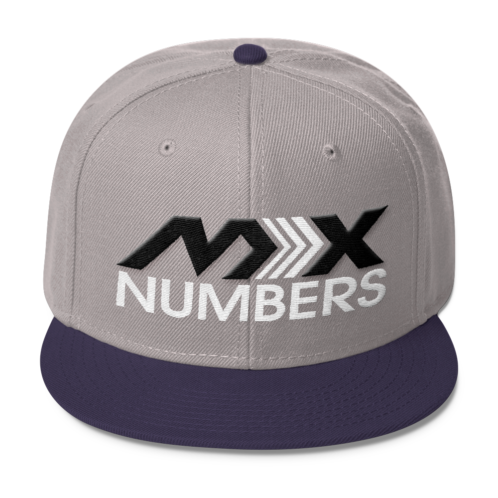 MxNumbers Snapback Hat with Gray Undervisor- Black with White Arrow Logo - MxNumbers