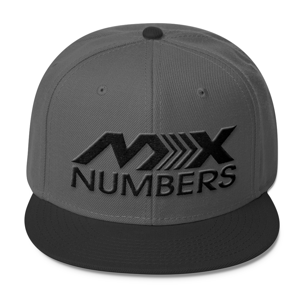 MxNumbers Snapback Hat with Gray Undervisor- Black Arrow Logo - MxNumbers