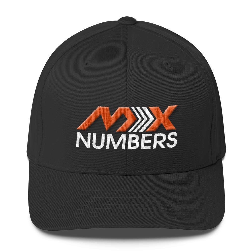 MxNumbers Flexfit Hat with Gray Undervisor- Orange with White Arrow Logo - MxNumbers