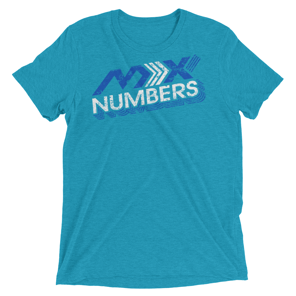 MxNumbers Vintage Distressed T-Shirt- Arrow Style- Blue- White- Unisex -Tri Blend