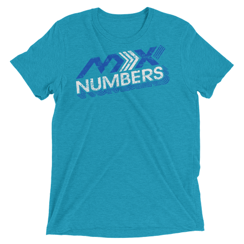 MxNumbers Vintage Distressed T-Shirt- Arrow Style- Blue- White- Unisex -Tri Blend