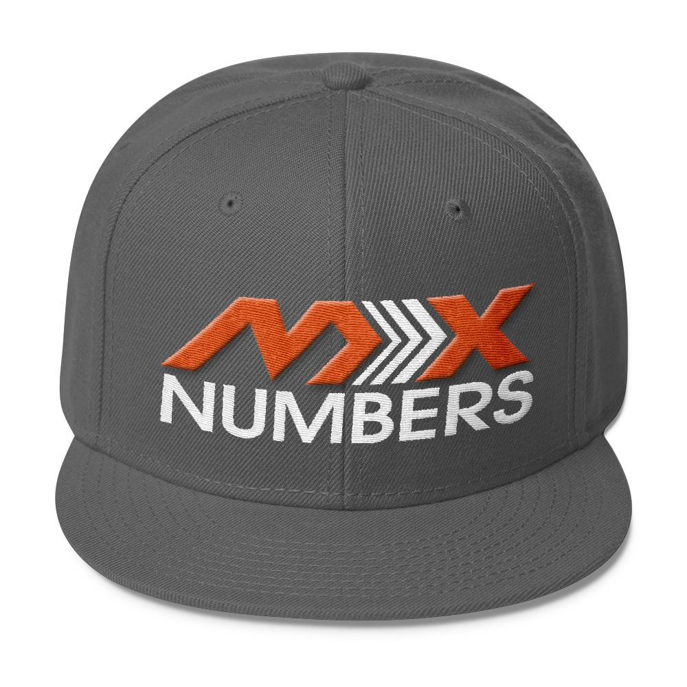 MxNumbers Snapback Hat with Gray Undervisor- Orange with White Arrow Logo - MxNumbers