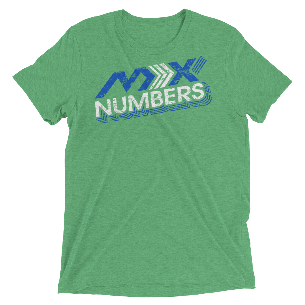 MxNumbers Vintage Distressed T-Shirt- Arrow Style- Blue- White- Unisex -Tri Blend