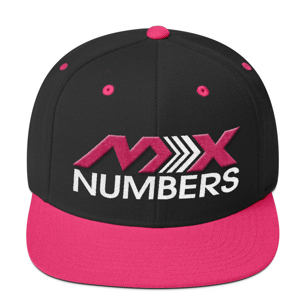 MxNumbers Snapback Hat with Green Undervisor- Pink with White Arrow Logo - MxNumbers