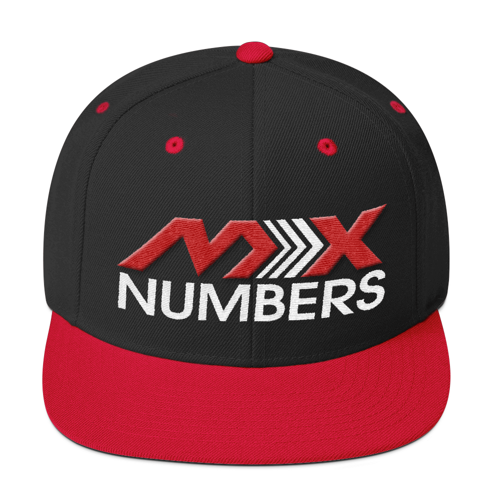 MxNumbers Snapback Hat with Green Undervisor- Red with White Arrow Logo - MxNumbers