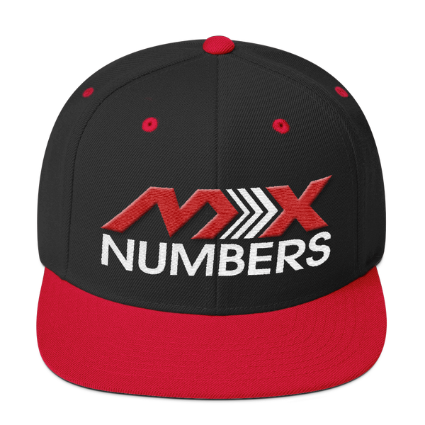 MxNumbers Snapback Hat with Green Undervisor- Red with White Arrow Logo - MxNumbers