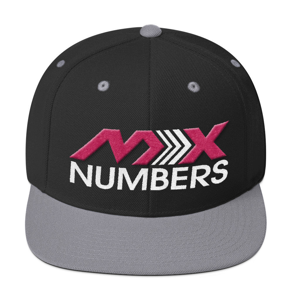 MxNumbers Snapback Hat with Green Undervisor- Pink with White Arrow Logo - MxNumbers