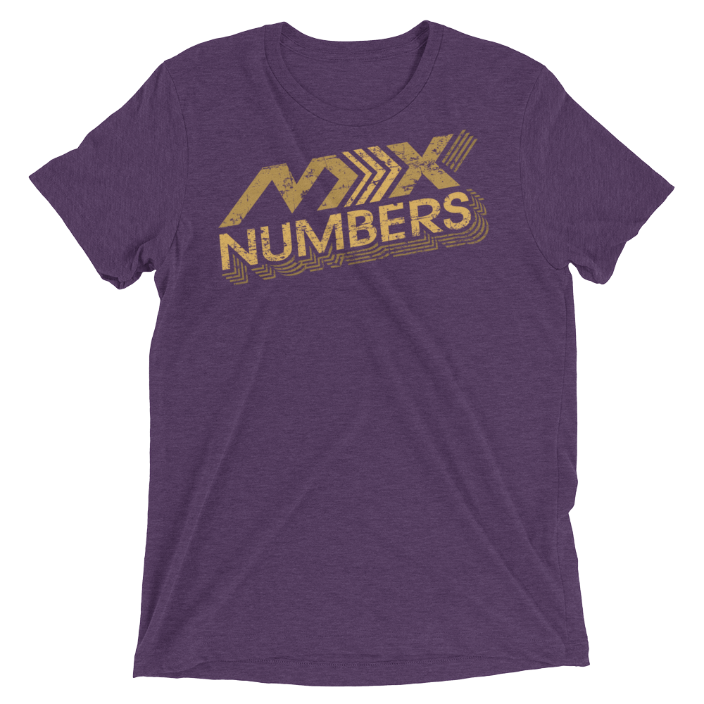 MxNumbers Vintage Distressed T-Shirt- Arrow Style- Gold- Unisex -Tri Blend