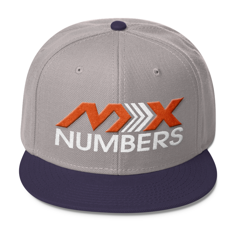 MxNumbers Snapback Hat with Gray Undervisor- Orange with White Arrow Logo - MxNumbers