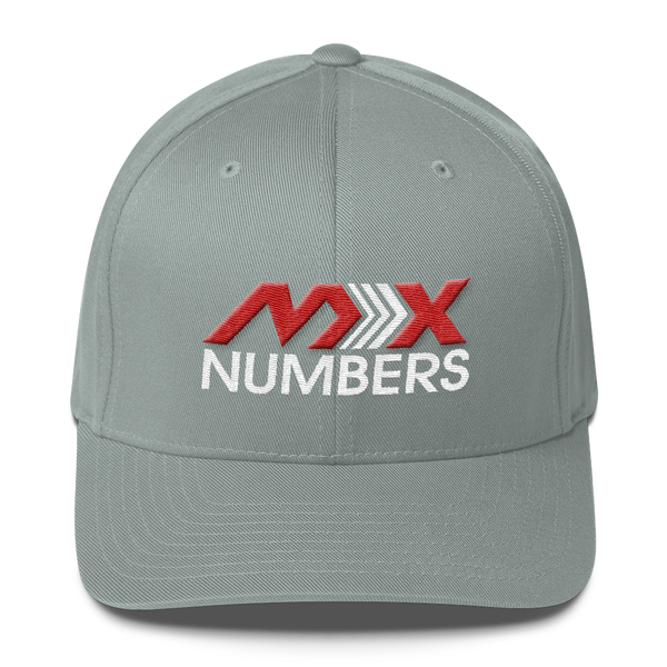 MxNumbers Flexfit Hat with Gray Undervisor- Red with White Arrow Logo - MxNumbers