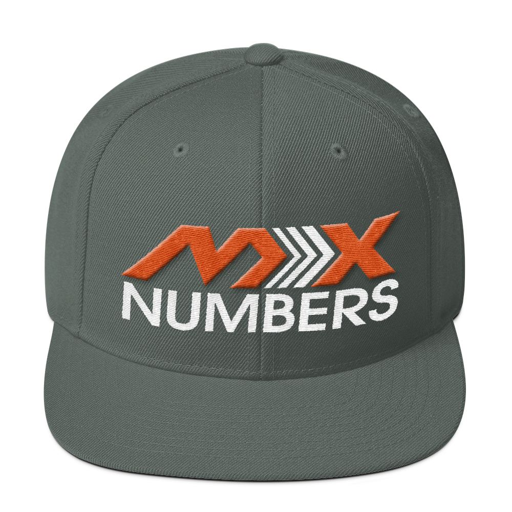 MxNumbers Snapback Hat with Green Undervisor- Orange with White Arrow Logo - MxNumbers