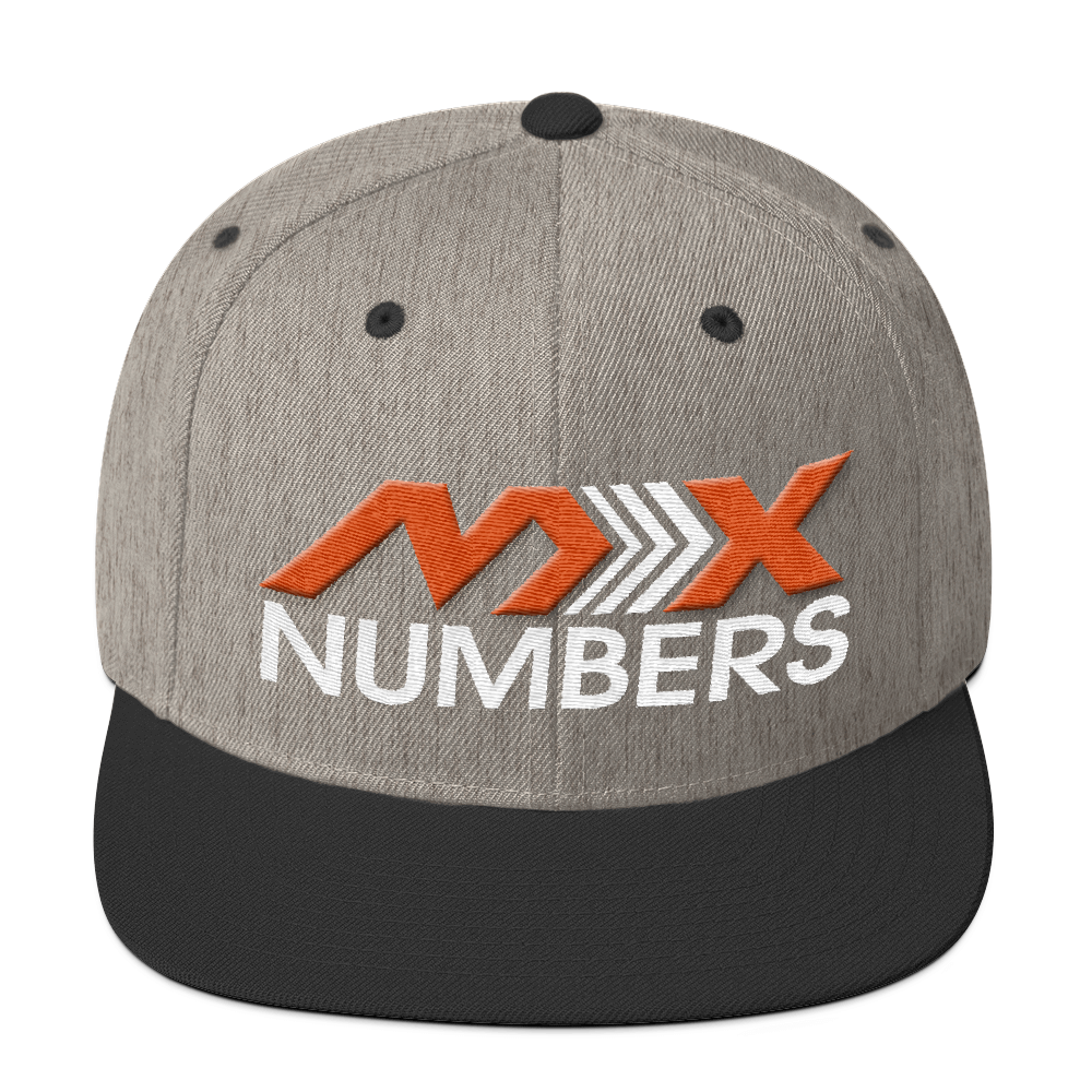 MxNumbers Snapback Hat with Green Undervisor- Orange with White Arrow Logo - MxNumbers